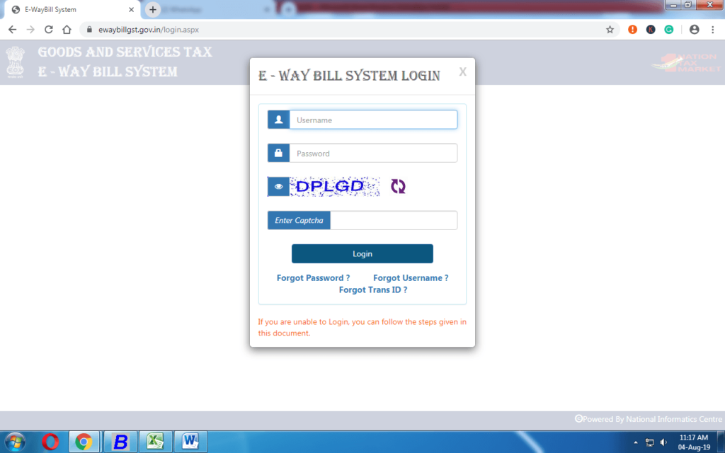 E-way bill portal login