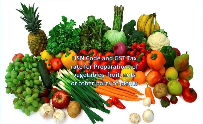 HSN Code for Preparations of vegetables, fruit, nuts