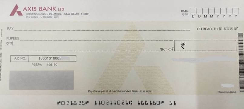 bearer cheque axis