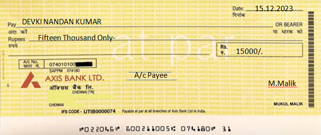 account payee cheque in types of cheques