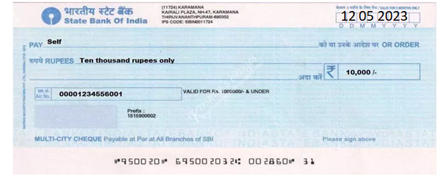 self-cheque in types of cheques